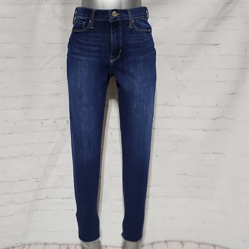 Banana Republic Mid-Rise Skinny Jeans Dark Wash Size 28 Raw Hem